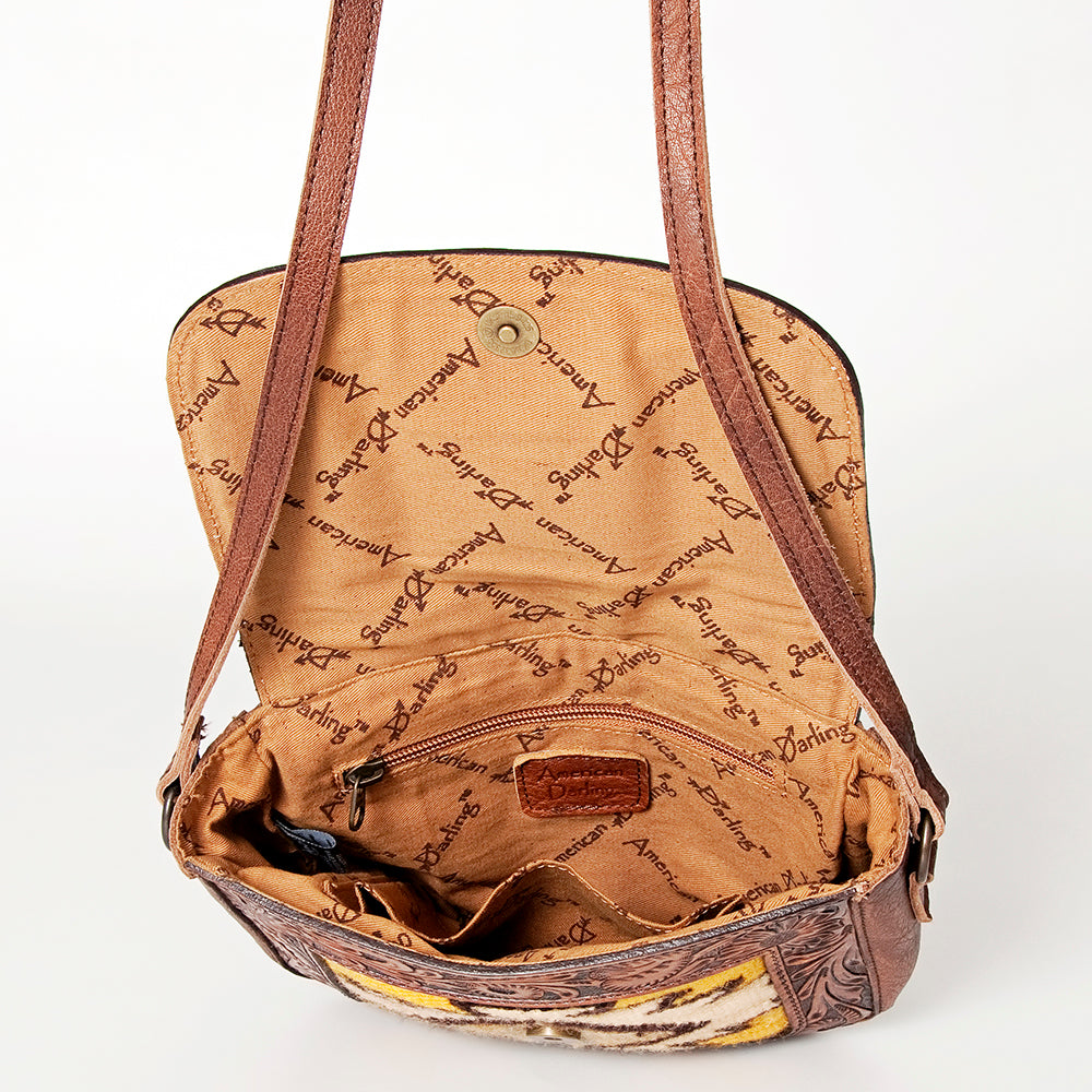 American Darling Hand Tooled Saddle Blanket Genuine Leather Women Bag Western Handbag Purse