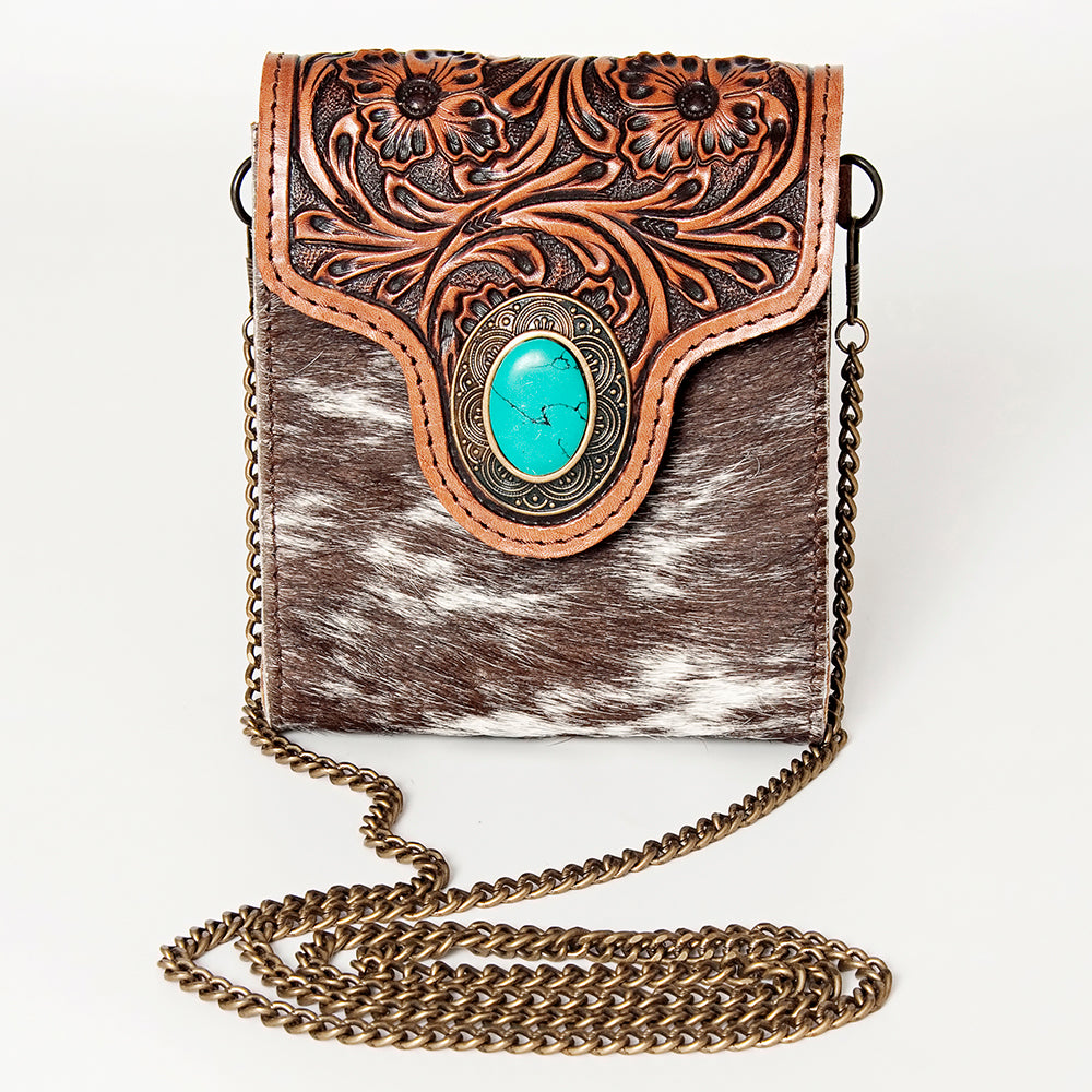 American Darling Hand Tooled Hair On Genuine Leather Women Bag Western Handbag Purse