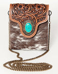 American Darling Hand Tooled Hair On Genuine Leather Women Bag Western Handbag Purse