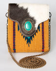 American Darling Hand Tooled Hair On Genuine Leather Women Bag Western Handbag Purse