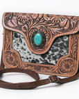 American Darling Small Crossbody Hand Tooled Hair On Genuine Leather Western Women Bag Handbag Purse | for Cute