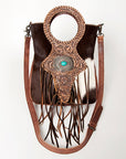 ADBG827A American Darling Hand Tooled Hair On Genuine Leather Women Bag Western Handbag Purse