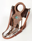 ADBG827A American Darling Hand Tooled Hair On Genuine Leather Women Bag Western Handbag Purse