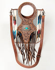 ADBG827B American Darling Hand Tooled Saddle Blanket Genuine Leather Women Bag Western Handbag Purse