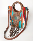 ADBG827C American Darling Hand Tooled Saddle Blanket Genuine Leather Women Bag Western Handbag Purse