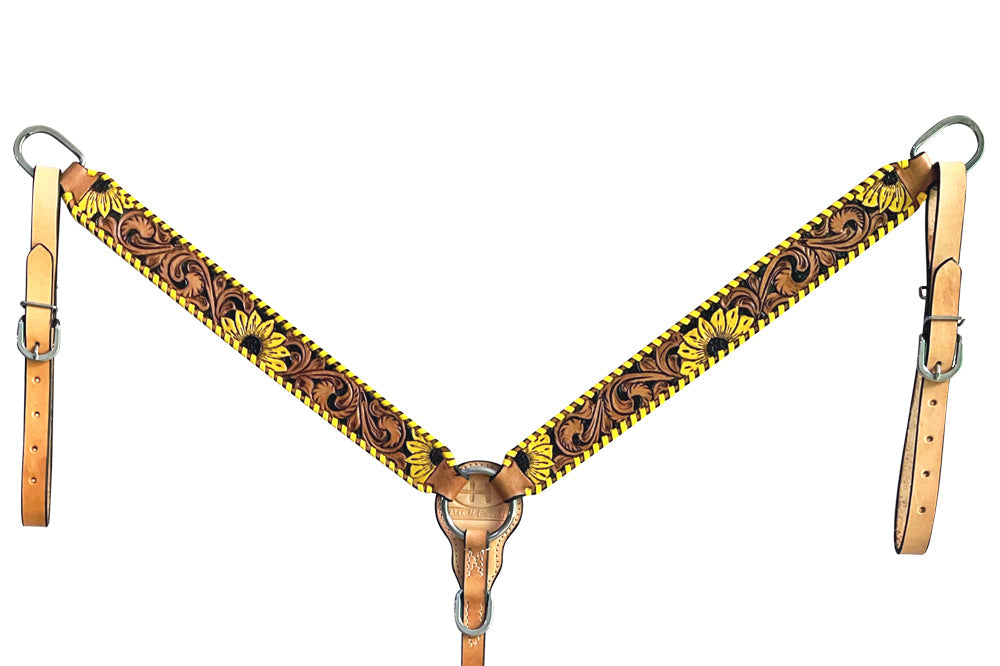 Bar H Equine American Leather Horse Saddle Tack One Ear Headstall | Breast Collar | Browband Headstall | Wither Strap | Tack Set BER255