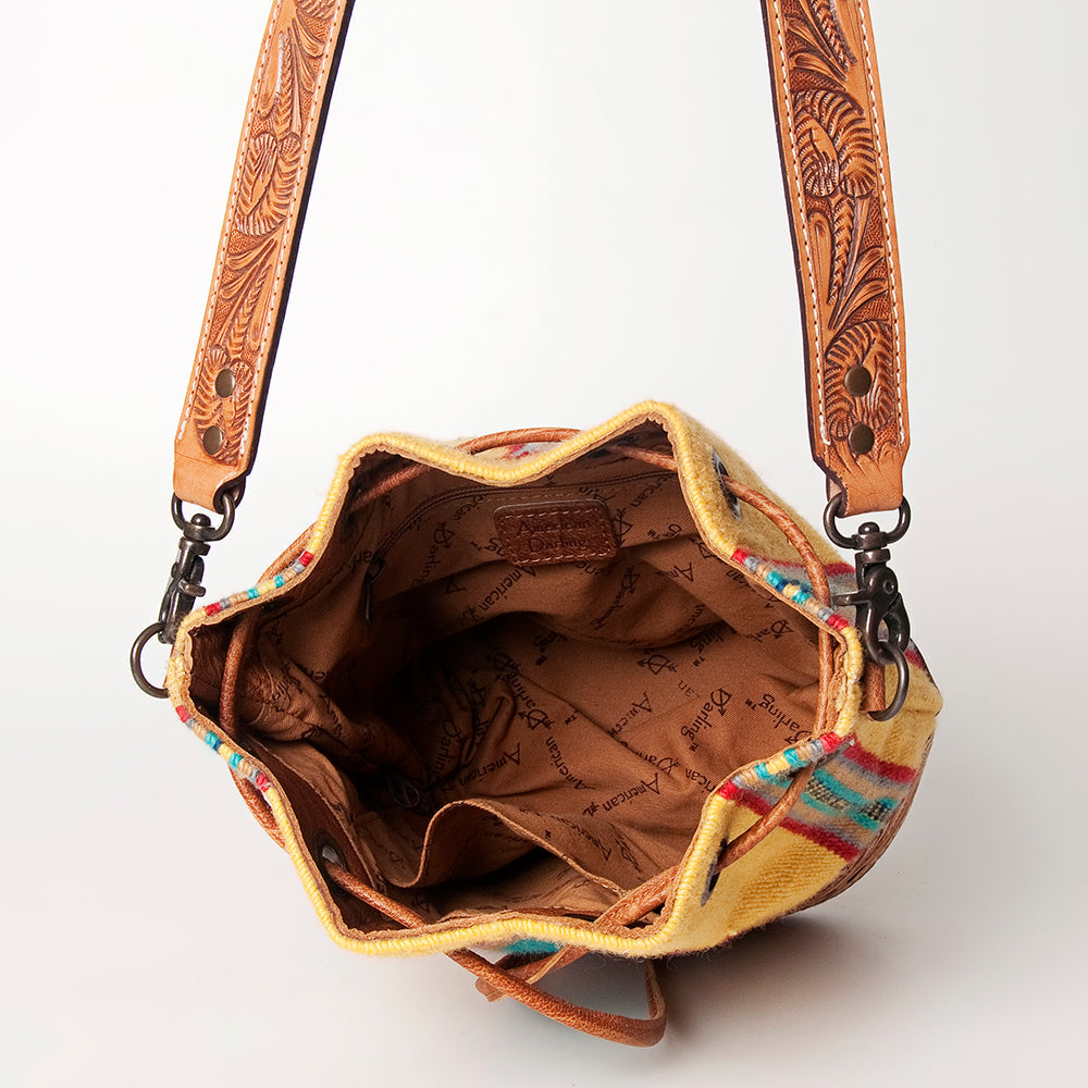 American Darling ADBG569A Bucket Hand Tooled Saddle Blanket Genuine Leather Women Bag Western Handbag Purse