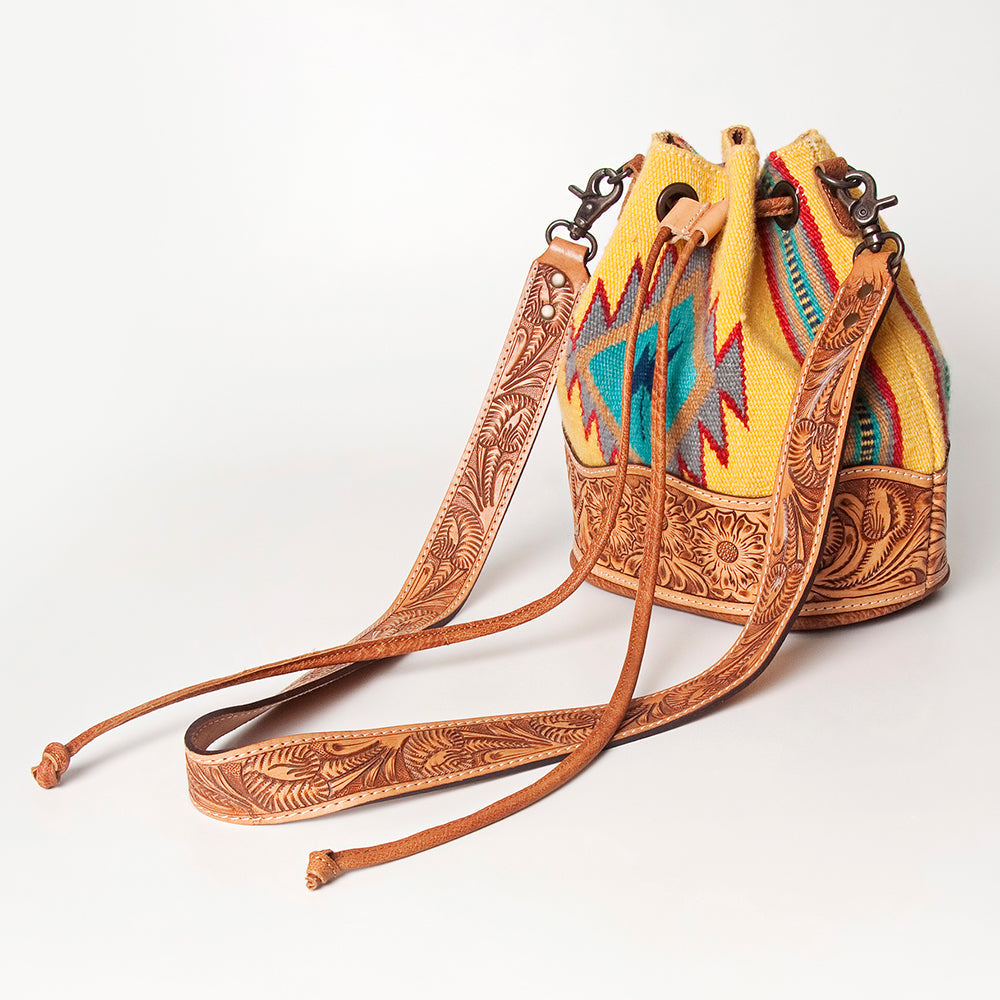 American Darling ADBG569A Bucket Hand Tooled Saddle Blanket Genuine Leather Women Bag Western Handbag Purse