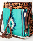 American Darling ADBG574D1 Large Crossbody Saddle Blanket Hair On Genuine Leather Women Bag Western Handbag Purse