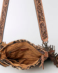 American Darling ADBGS192R Messenger Hand Tooled Hair On Genuine Leather women bag western handbag purse