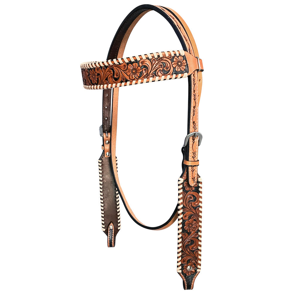 Bar H Equine American Leather Horse Saddle Tack One Ear Headstall | Breast Collar | Browband Headstall | Wither Strap | Tack Set BER256