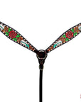HILASON Western Horse Headstall Breast Collar Set American Leather Rose With Tan