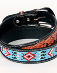 Bar H Equine Hand Carved Western Leather Belt Men Women Beaded