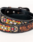 Bar H Equine Hand Carved Western Leather Belt Men Women Beaded