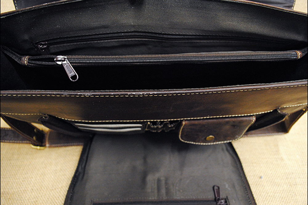 Rugged Leather Portfolio Briefcase