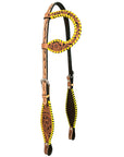 Bar H Equine American Leather Horse Saddle Tack One Ear Headstall | Breast Collar | Browband Headstall | Wither Strap | Tack Set BER257