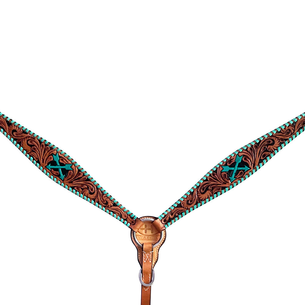 Bar H Equine American Leather Horse Saddle Tack One Ear Headstall | Breast Collar | Browband Headstall | Wither Strap | Tack Set BER258