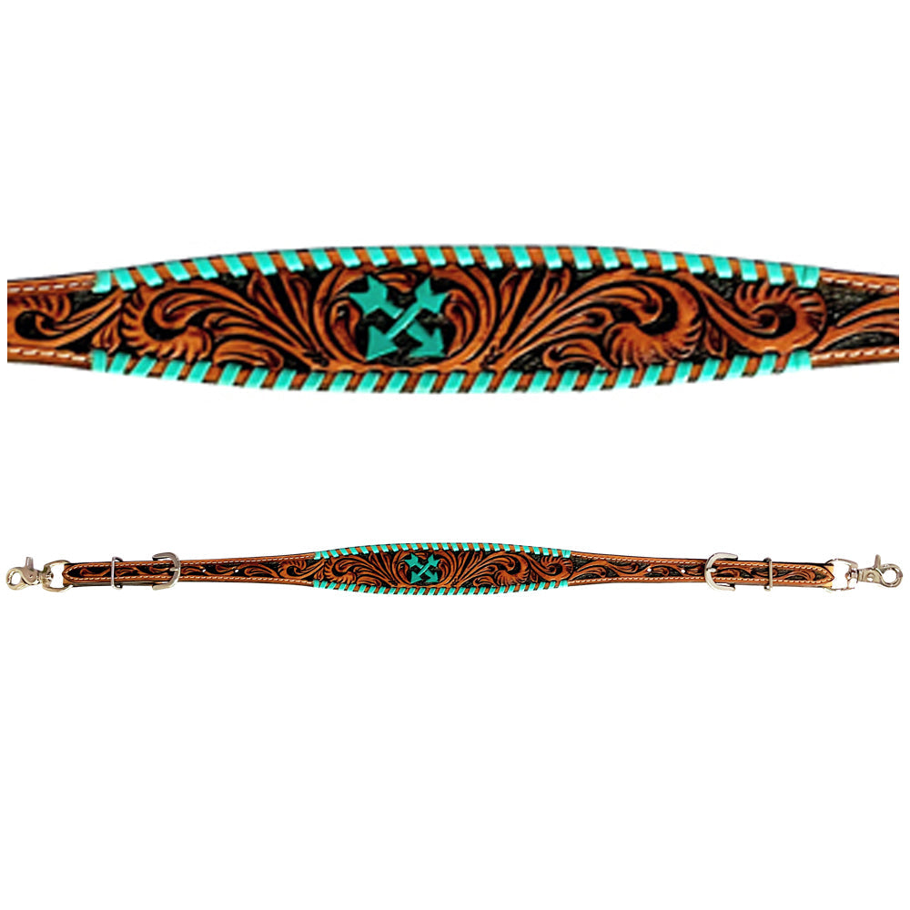 Bar H Equine American Leather Horse Saddle Tack One Ear Headstall | Breast Collar | Browband Headstall | Wither Strap | Tack Set BER258