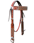 Bar H Equine American Leather Horse Saddle Tack One Ear Headstall | Breast Collar | Browband Headstall | Wither Strap | Tack Set BER259