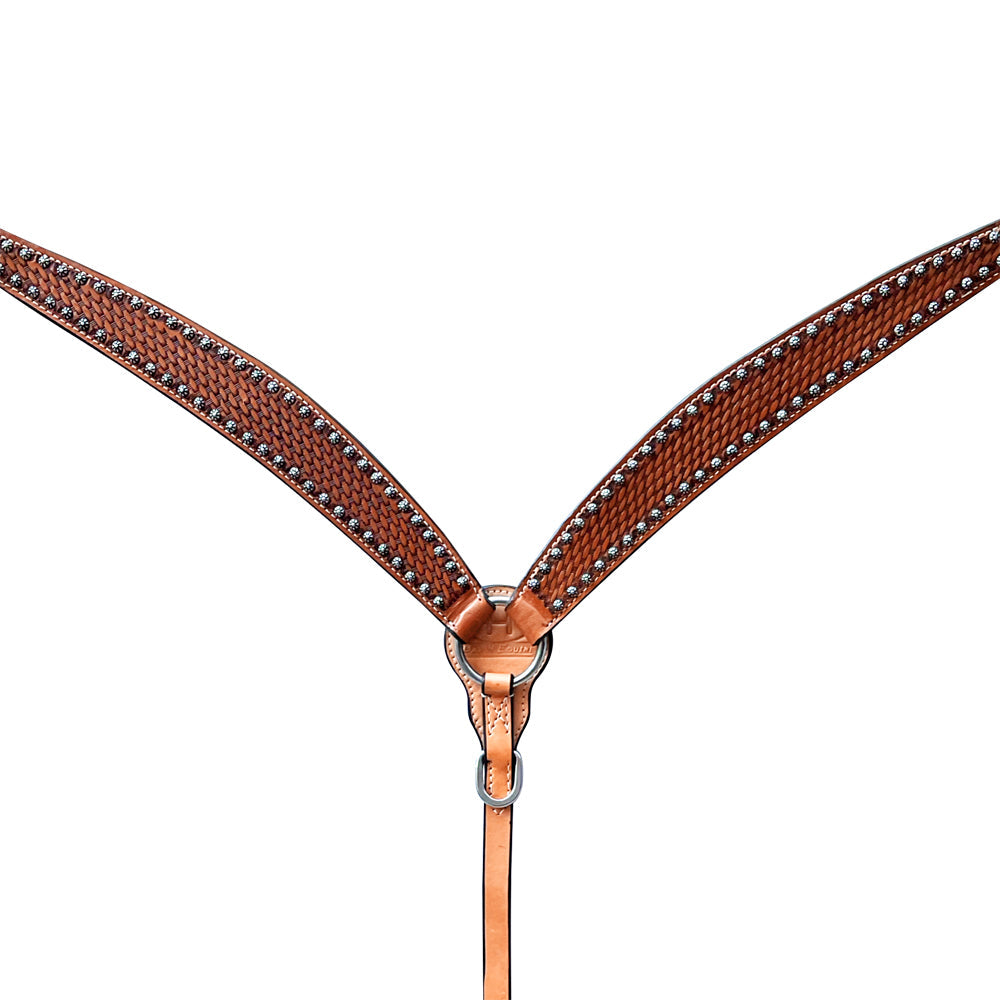 Bar H Equine American Leather Horse Saddle Tack One Ear Headstall | Breast Collar | Browband Headstall | Wither Strap | Tack Set BER260