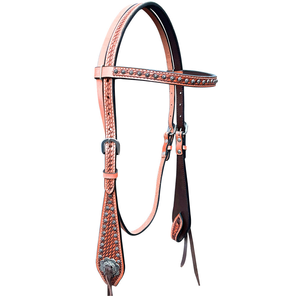 Bar H Equine American Leather Horse Saddle Tack One Ear Headstall | Breast Collar | Browband Headstall | Wither Strap | Tack Set BER260