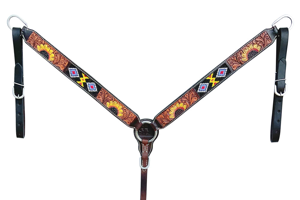 Bar H Equine American Leather Horse Saddle Tack One Ear Headstall | Breast Collar | Browband Headstall | Wither Strap | Tack Set BER261