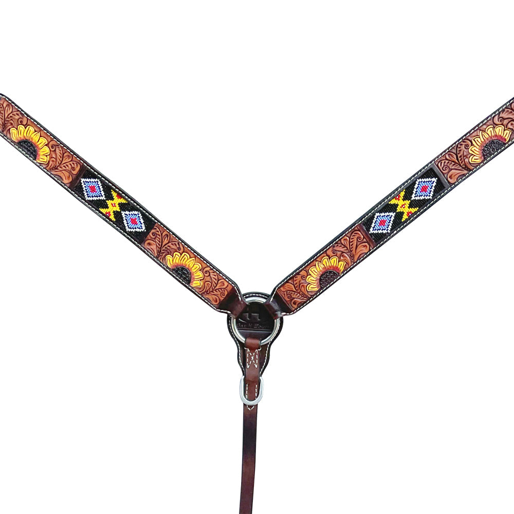 Bar H Equine American Leather Horse Saddle Tack One Ear Headstall | Breast Collar | Browband Headstall | Wither Strap | Tack Set BER261