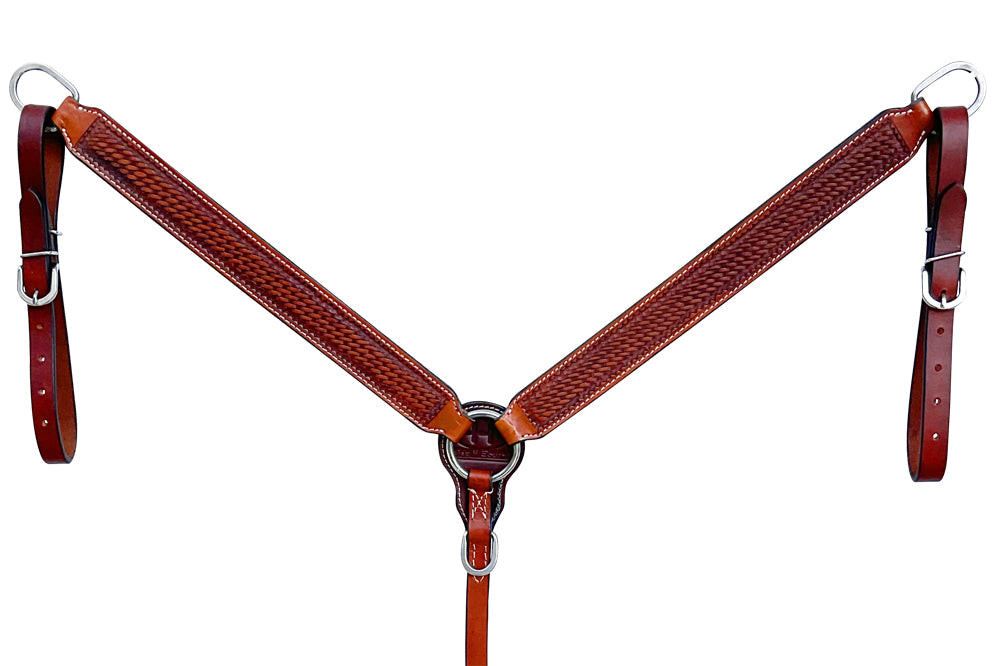 Bar H Equine Genuine Western American Leather Horse Premium Headstall &amp; Breast Collar Set