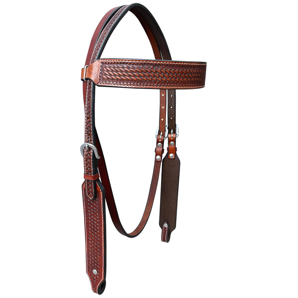 Bar H Equine Genuine Western American Leather Horse Premium Headstall &amp; Breast Collar Set