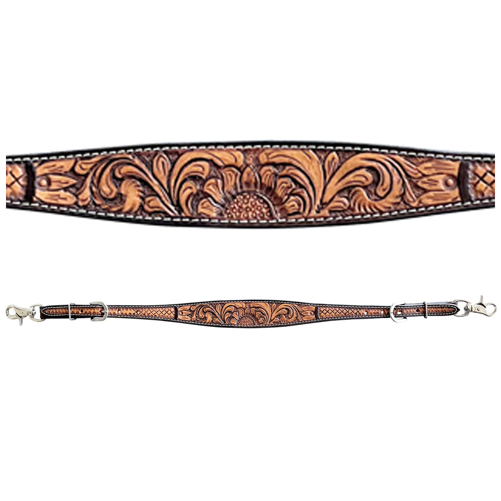 Bar H Equine Genuine Western American Leather Horse Premium Headstall &amp; Breast Collar Set