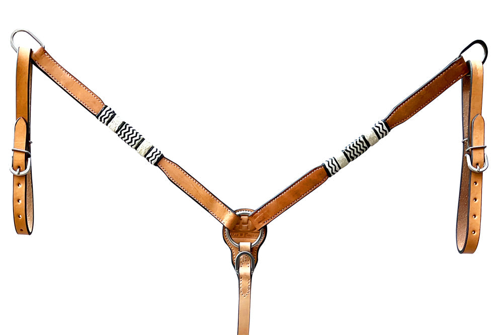 Bar H Equine Genuine Western American Leather Horse Premium Headstall &amp; Breast Collar Set