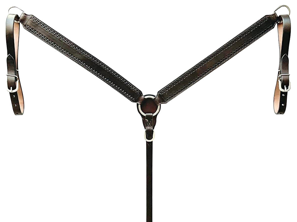 Bar H Equine Genuine Western American Leather Horse Premium Headstall &amp; Breast Collar Set