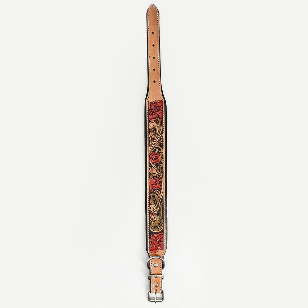 HILASON Western Genuine Leather Heavy Duty Dog Collar Floral Tooled