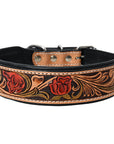 HILASON Western Genuine Leather Heavy Duty Dog Collar Floral Tooled
