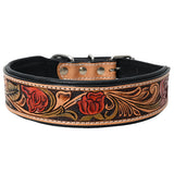 Hilason Western Floral Hand Painted Tooled Heavy Duty Genuine Leather Dog Collar