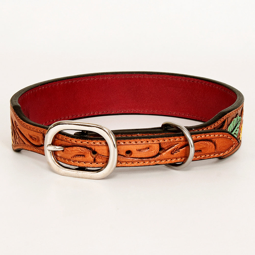 HILASON Western Genuine Leather Heavy Duty Dog Collar Floral Tooled