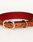 HILASON Western Genuine Leather Heavy Duty Dog Collar Floral Tooled