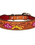 HILASON Western Genuine Leather Heavy Duty Dog Collar Floral Tooled