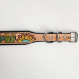 Hilason Western Floral Hand Painted Tooled Heavy Duty Genuine Leather Dog Collar