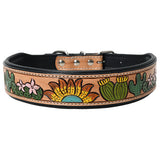 Hand-Painted Leather Dog Collar | Hilason Western Floral Design