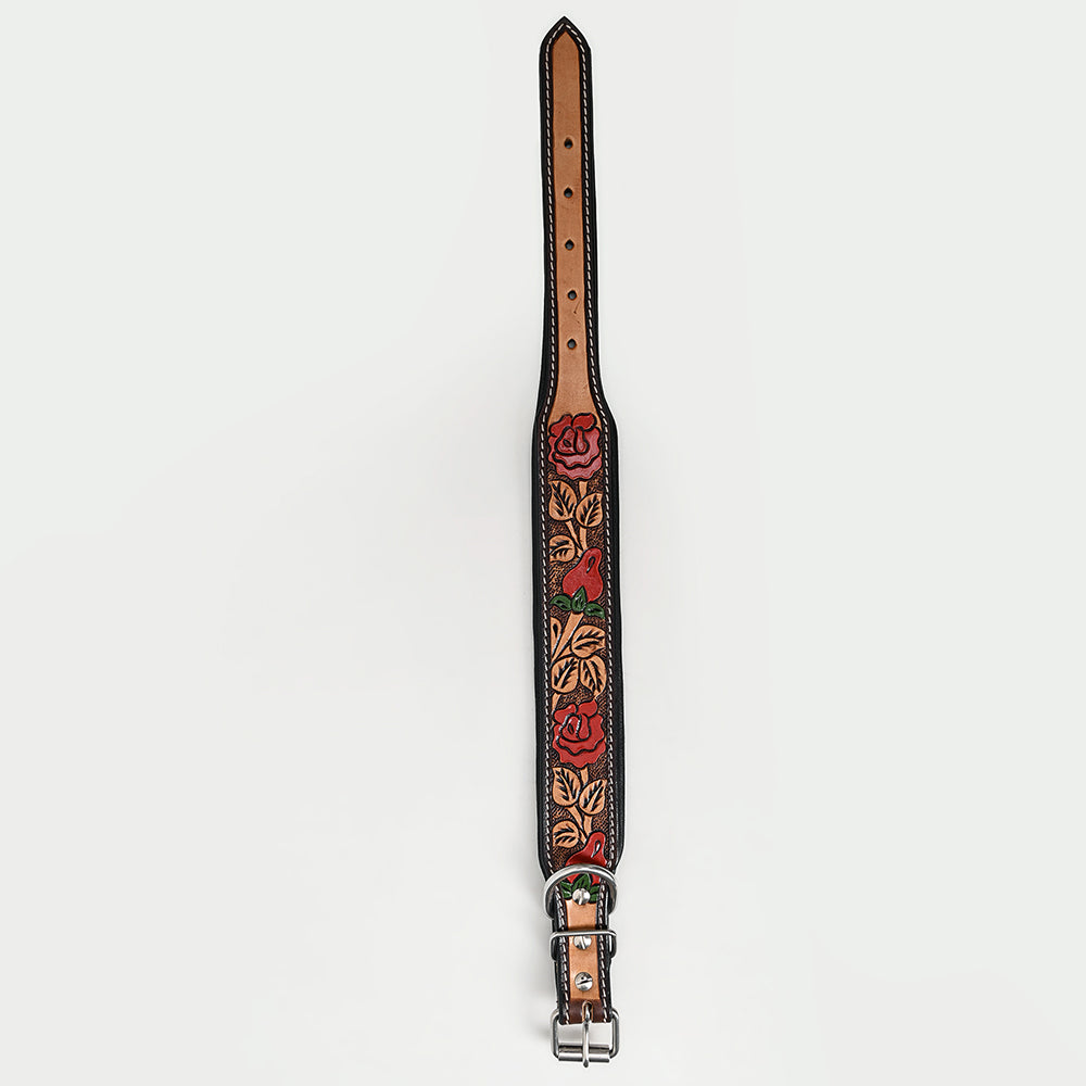 HIlason Genuine Leather Dog Collar Hand Tooled