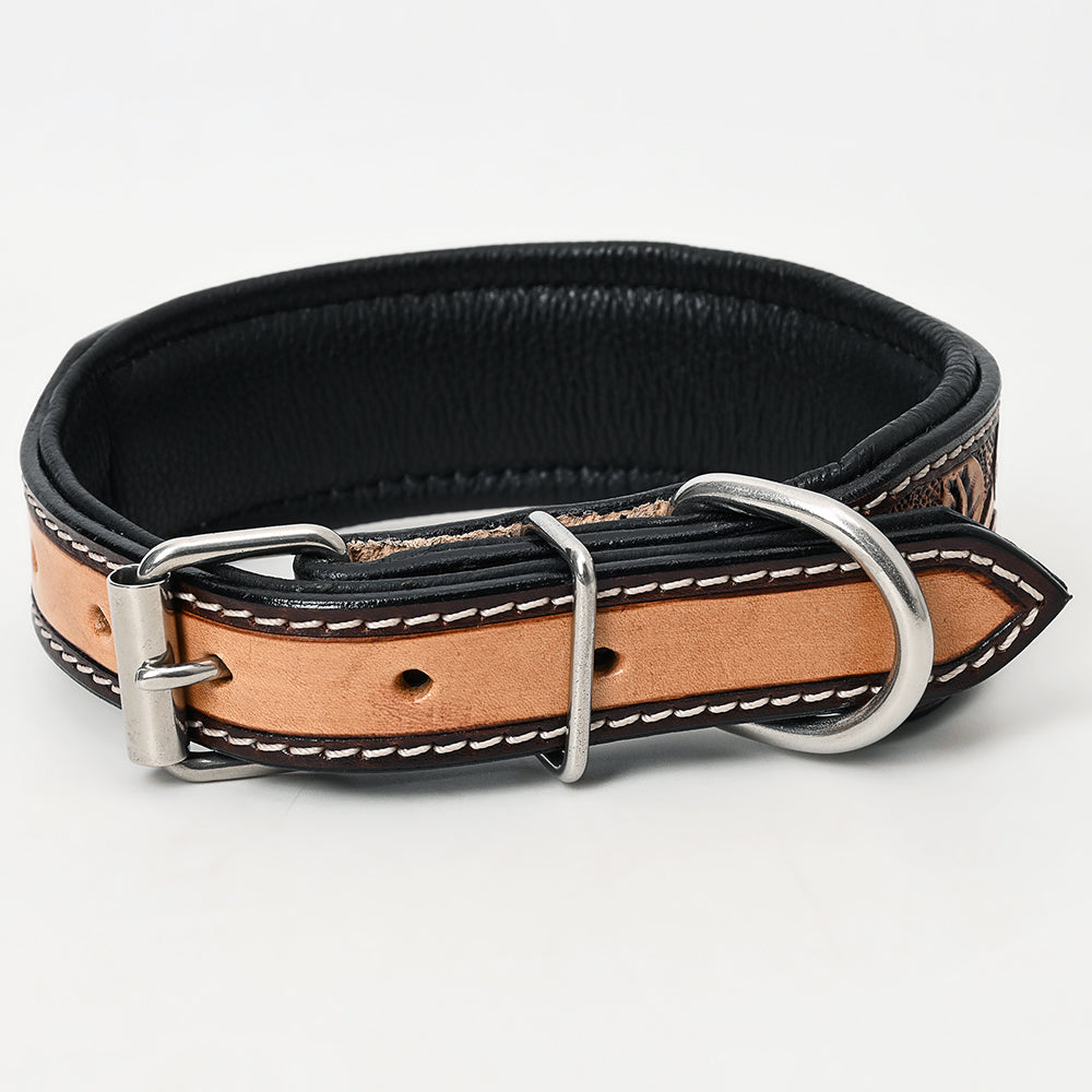 HIlason Genuine Leather Dog Collar Hand Tooled