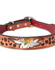 HIlason Genuine Leather Dog Collar Hand Tooled
