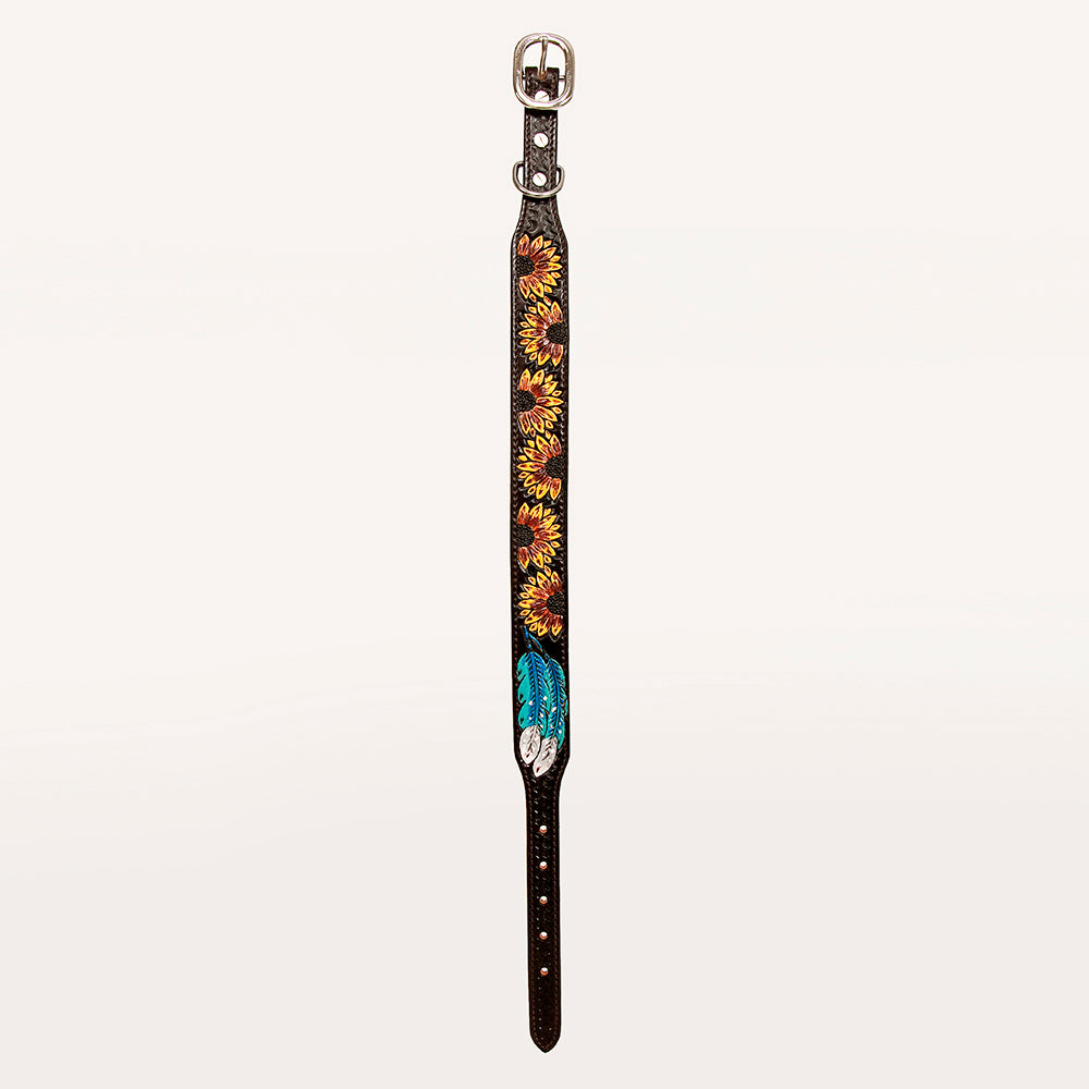 Strong Genuine Leather Dog Collar Hand Tooled Hilason