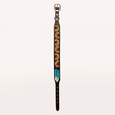 Strong Genuine Leather Dog Collar Hand Tooled Hilason