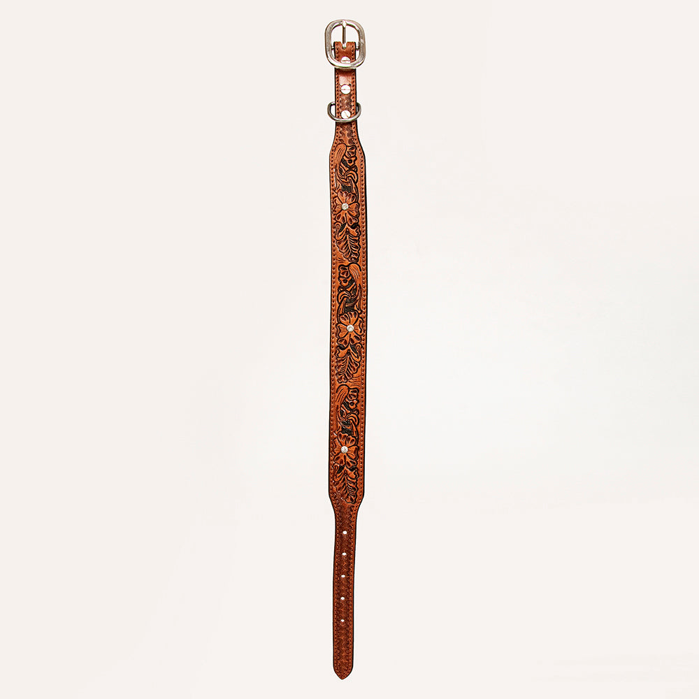HIlason Genuine Leather Dog Collar Hand Tooled