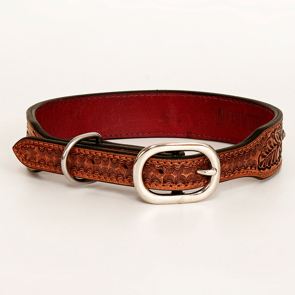 HIlason Genuine Leather Dog Collar Hand Tooled