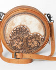 American Darling Canteen Bag Hand Tooled Hair on Genuine Leather W.