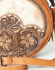 American Darling Canteen Bag Hand Tooled Hair on Genuine Leather W.