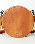 American Darling Canteen Bag Hand Tooled Hair on Genuine Leather W.